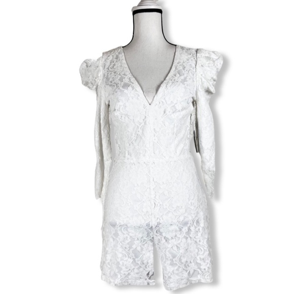 Lulu’s Fashionable Find White Lace Long Sleeve Romper - Picture 3 of 7